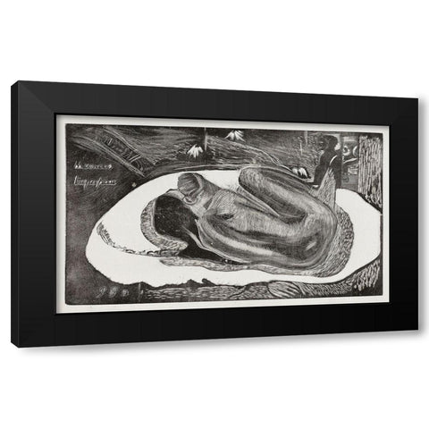 She Thinks of the Ghost or The Ghost Thinks of Her (Manao tupapau), from the Noa Noa Suite Black Modern Wood Framed Art Print with Double Matting by Gauguin, Paul
