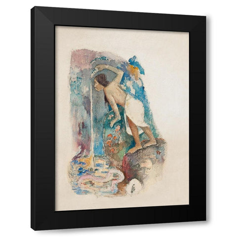 Pape moe Black Modern Wood Framed Art Print by Gauguin, Paul