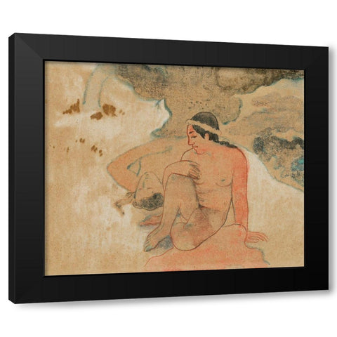 What! Are You Jealous? (Aha oe feii?) Black Modern Wood Framed Art Print with Double Matting by Gauguin, Paul