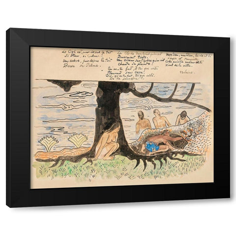 Tahitians Fishing Black Modern Wood Framed Art Print by Gauguin, Paul