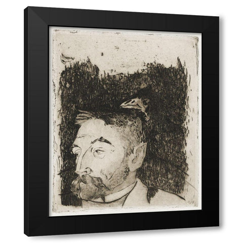 Portrait of Stephane Mallarme Black Modern Wood Framed Art Print with Double Matting by Gauguin, Paul