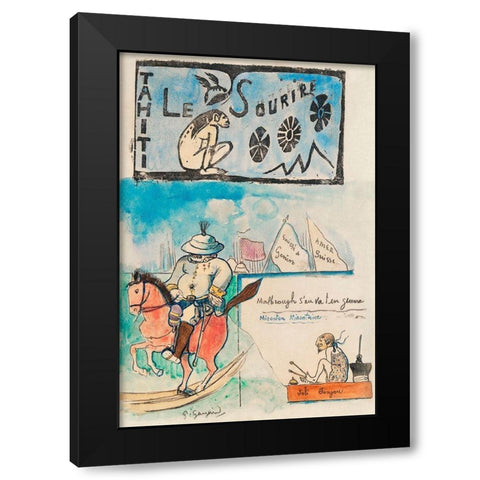 Caricatures of Gauguin and Governor Gallet, with headpiece from Le sourire Black Modern Wood Framed Art Print with Double Matting by Gauguin, Paul