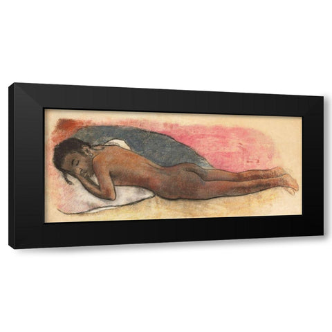 Reclining Nude Black Modern Wood Framed Art Print with Double Matting by Gauguin, Paul