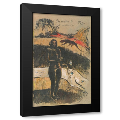 Delightful Land (Nave Nave Fenua) Black Modern Wood Framed Art Print with Double Matting by Gauguin, Paul