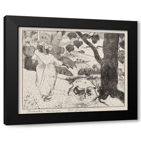 Pastorales Martiniques (Martinique Pastorals) Black Modern Wood Framed Art Print with Double Matting by Gauguin, Paul