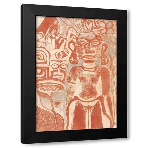 Tahitian Idol the Goddess Hina Black Modern Wood Framed Art Print with Double Matting by Gauguin, Paul