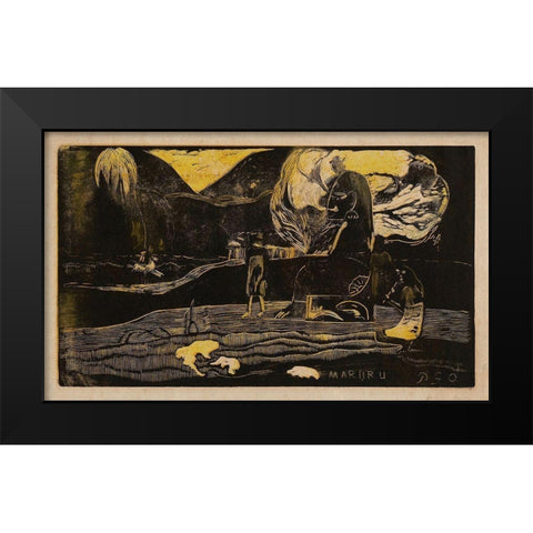 Offerings of Gratitude (Maruru), from the Noa Noa Suite Black Modern Wood Framed Art Print by Gauguin, Paul