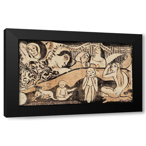 Love, and You Will Be Happy Black Modern Wood Framed Art Print with Double Matting by Gauguin, Paul