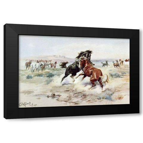 The Challenge Black Modern Wood Framed Art Print with Double Matting by Russell, Charles Marion