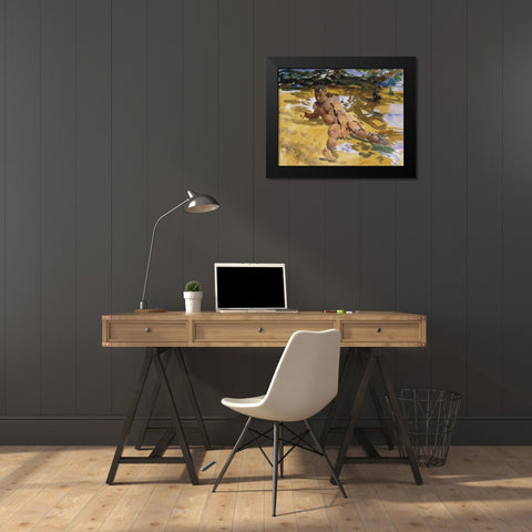 Figure on a beach, Florida Black Modern Wood Framed Art Print by Sargent, John Singer