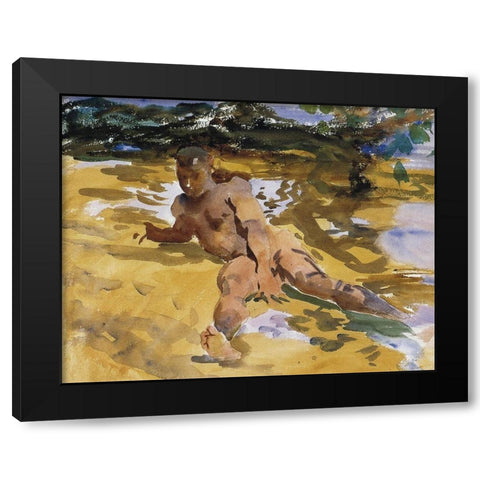 Figure on a beach, Florida Black Modern Wood Framed Art Print with Double Matting by Sargent, John Singer