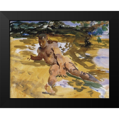 Figure on a beach, Florida Black Modern Wood Framed Art Print by Sargent, John Singer