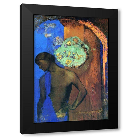 Saint John (The blue tunic) Black Modern Wood Framed Art Print with Double Matting by Redon, Odilon