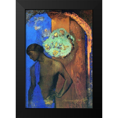 Saint John (The blue tunic) Black Modern Wood Framed Art Print by Redon, Odilon