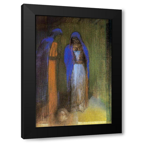 Salome Black Modern Wood Framed Art Print with Double Matting by Redon, Odilon