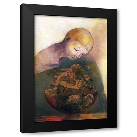 Cup of cognition (The Childrens Cup) Black Modern Wood Framed Art Print by Redon, Odilon