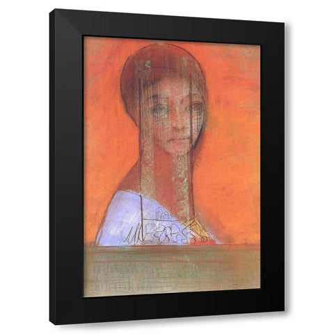 Woman with veil Black Modern Wood Framed Art Print by Redon, Odilon