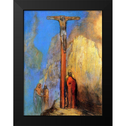 Calvary Black Modern Wood Framed Art Print by Redon, Odilon