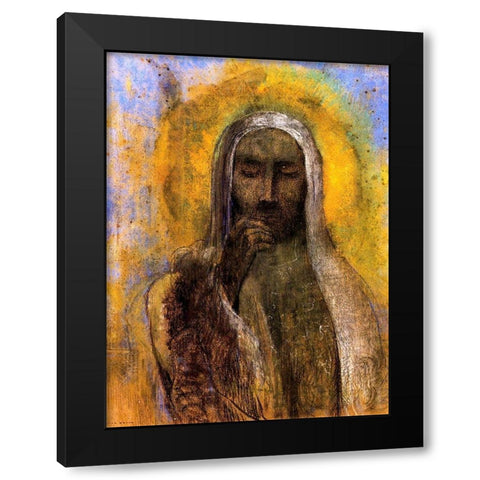Christ in Silence Black Modern Wood Framed Art Print with Double Matting by Redon, Odilon