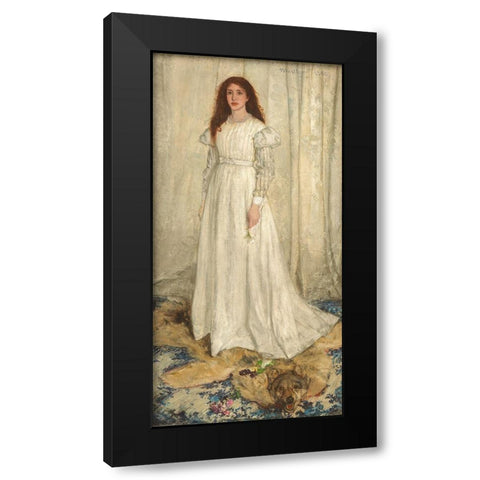 Symphony in White, No. 1: The White Girl Black Modern Wood Framed Art Print by Whistler, James McNeill