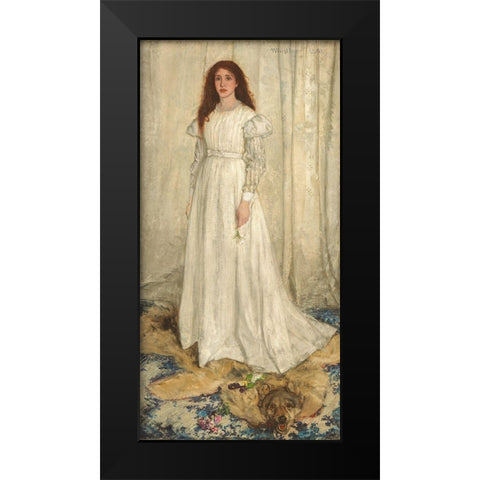 Symphony in White, No. 1: The White Girl Black Modern Wood Framed Art Print by Whistler, James McNeill