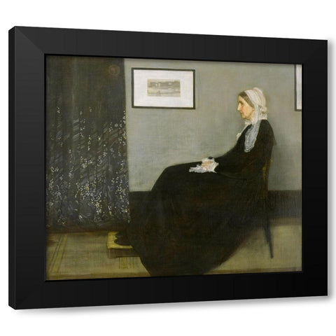 Whistlers Mother Black Modern Wood Framed Art Print with Double Matting by Whistler, James McNeill