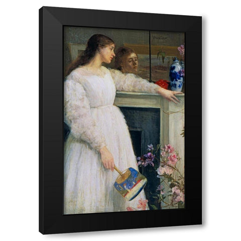 Symphony in White no 2, The Little White Girl Black Modern Wood Framed Art Print with Double Matting by Whistler, James McNeill