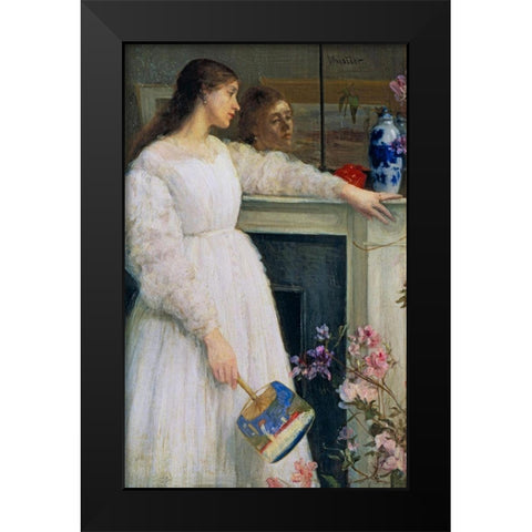 Symphony in White no 2, The Little White Girl Black Modern Wood Framed Art Print by Whistler, James McNeill