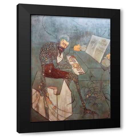 The Gold Scab, Eruption in Frilthy Lucre, The Creditor Black Modern Wood Framed Art Print with Double Matting by Whistler, James McNeill