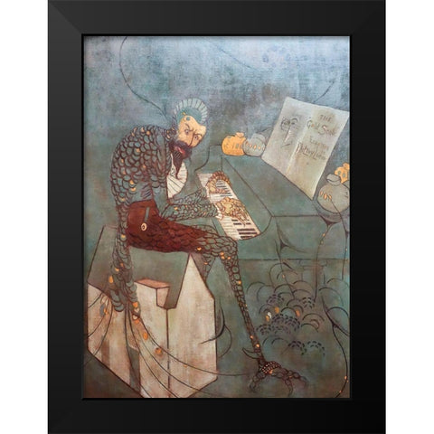 The Gold Scab, Eruption in Frilthy Lucre, The Creditor Black Modern Wood Framed Art Print by Whistler, James McNeill