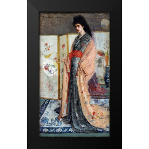 The Princess from the Land of Porcelain Black Modern Wood Framed Art Print by Whistler, James McNeill