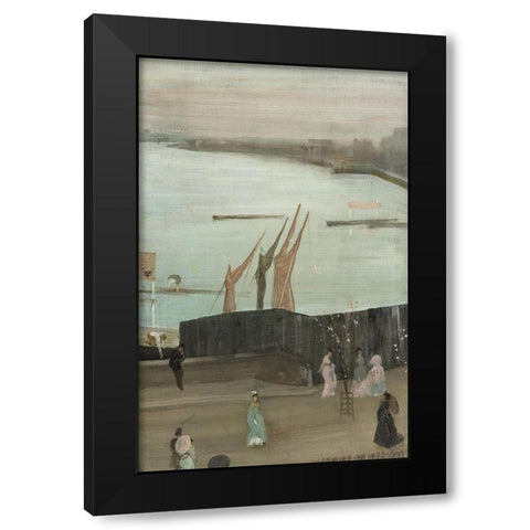 Variations in Pink and Grey, Chelsea Black Modern Wood Framed Art Print with Double Matting by Whistler, James McNeill