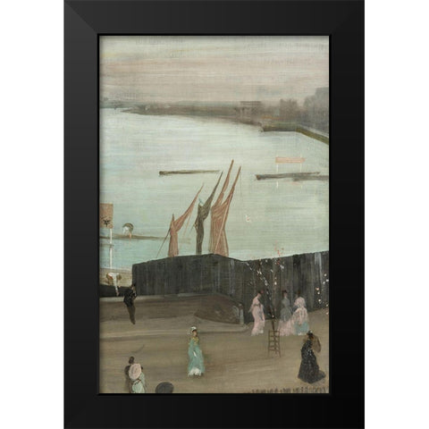 Variations in Pink and Grey, Chelsea Black Modern Wood Framed Art Print by Whistler, James McNeill