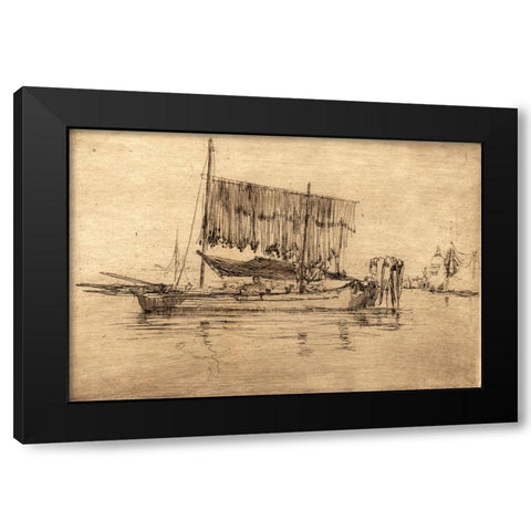 Fishing Boat Black Modern Wood Framed Art Print by Whistler, James McNeill