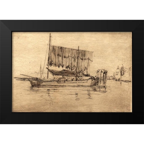 Fishing Boat Black Modern Wood Framed Art Print by Whistler, James McNeill