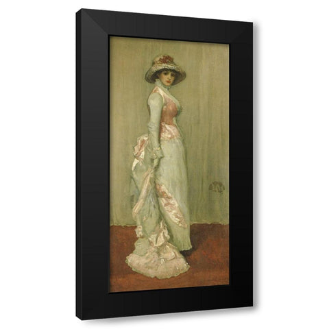 Nocturne in Pink and Gray, Portrait of Lady Meux Black Modern Wood Framed Art Print with Double Matting by Whistler, James McNeill