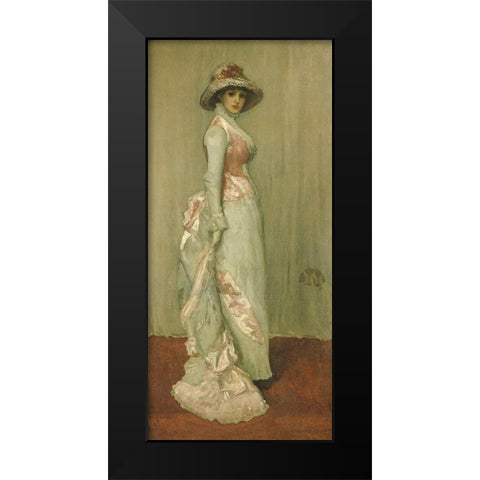 Nocturne in Pink and Gray, Portrait of Lady Meux Black Modern Wood Framed Art Print by Whistler, James McNeill