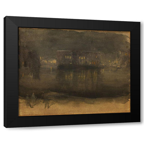 Amsterdam Nocturne Black Modern Wood Framed Art Print with Double Matting by Whistler, James McNeill