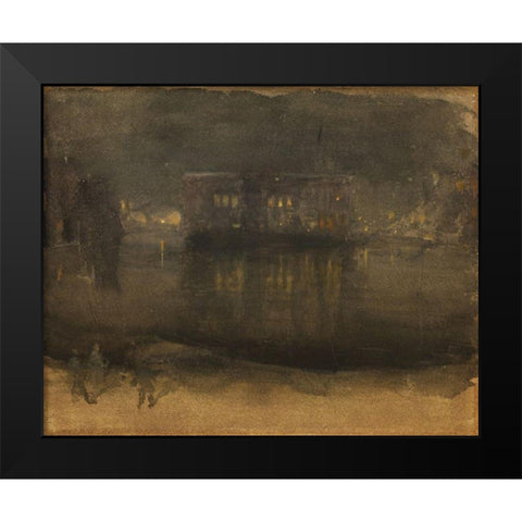 Amsterdam Nocturne Black Modern Wood Framed Art Print by Whistler, James McNeill