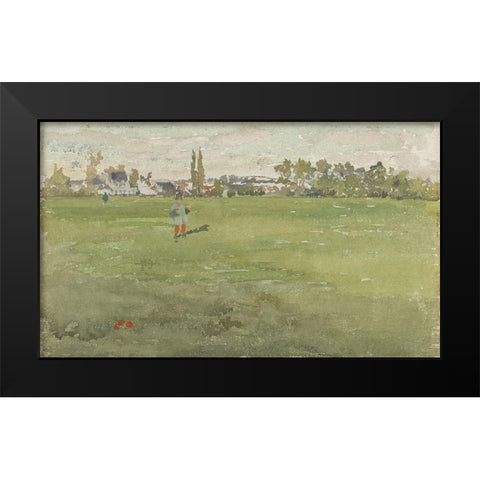 Green and Silver Beaulieu, Touraine Black Modern Wood Framed Art Print by Whistler, James McNeill
