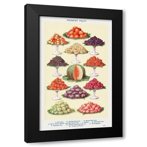 Dessert Fruit Black Modern Wood Framed Art Print by Mrs. Beeton''s Book of Household Management