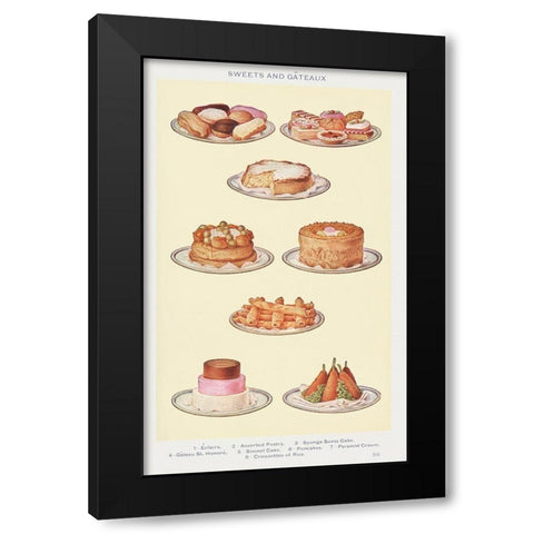 Sweets and Gâteaux Black Modern Wood Framed Art Print with Double Matting by Mrs. Beeton''s Book of Household Management