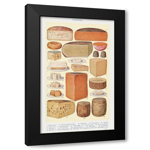 Cheeses Black Modern Wood Framed Art Print with Double Matting by Mrs. Beeton''s Book of Household Management