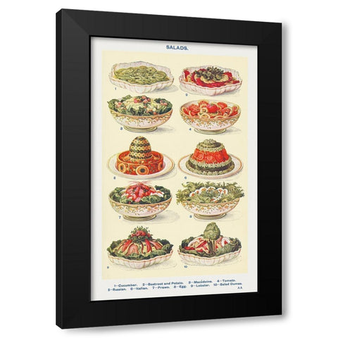 Salad Black Modern Wood Framed Art Print by Mrs. Beeton''s Book of Household Management