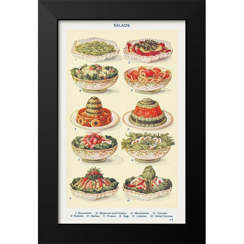 Salad Black Modern Wood Framed Art Print by Mrs. Beeton''s Book of Household Management