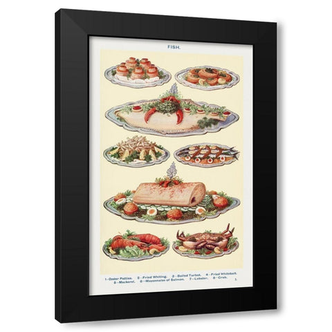 Fish III Black Modern Wood Framed Art Print with Double Matting by Mrs. Beeton''s Book of Household Management