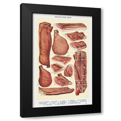 Bacon and Ham Black Modern Wood Framed Art Print with Double Matting by Mrs. Beeton''s Book of Household Management