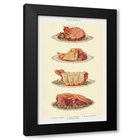 Cold Joints Black Modern Wood Framed Art Print by Mrs. Beeton''s Book of Household Management