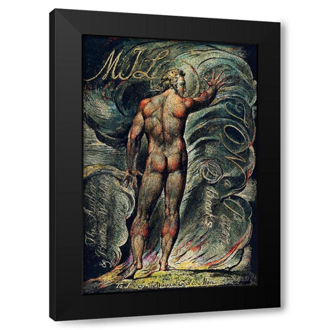 Frontispiece illustration from Milton Black Modern Wood Framed Art Print with Double Matting by Blake, William