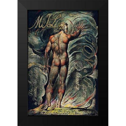 Frontispiece illustration from Milton Black Modern Wood Framed Art Print by Blake, William
